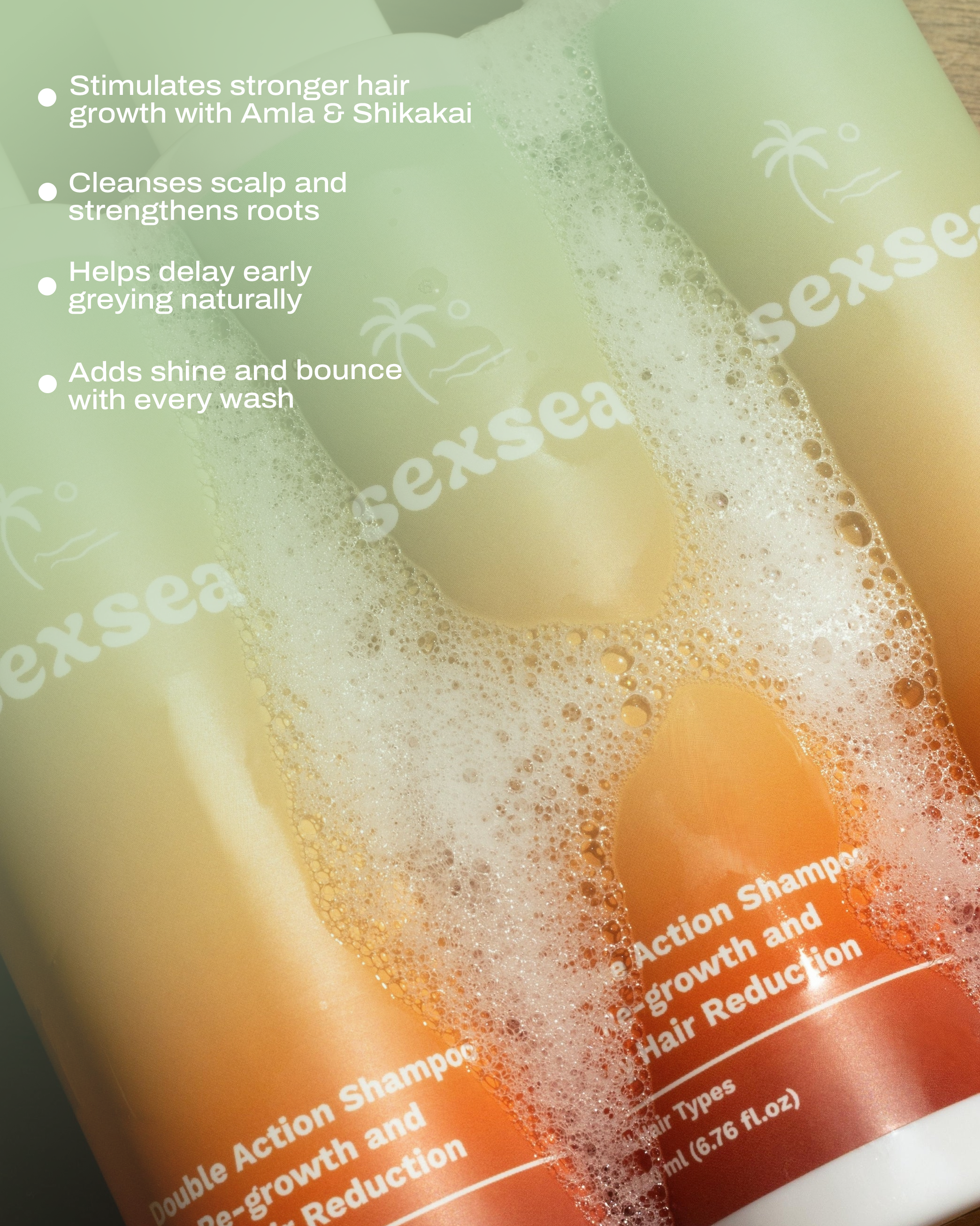 Double Action Shampoo for Re-growth and Grey Hair Reduction.