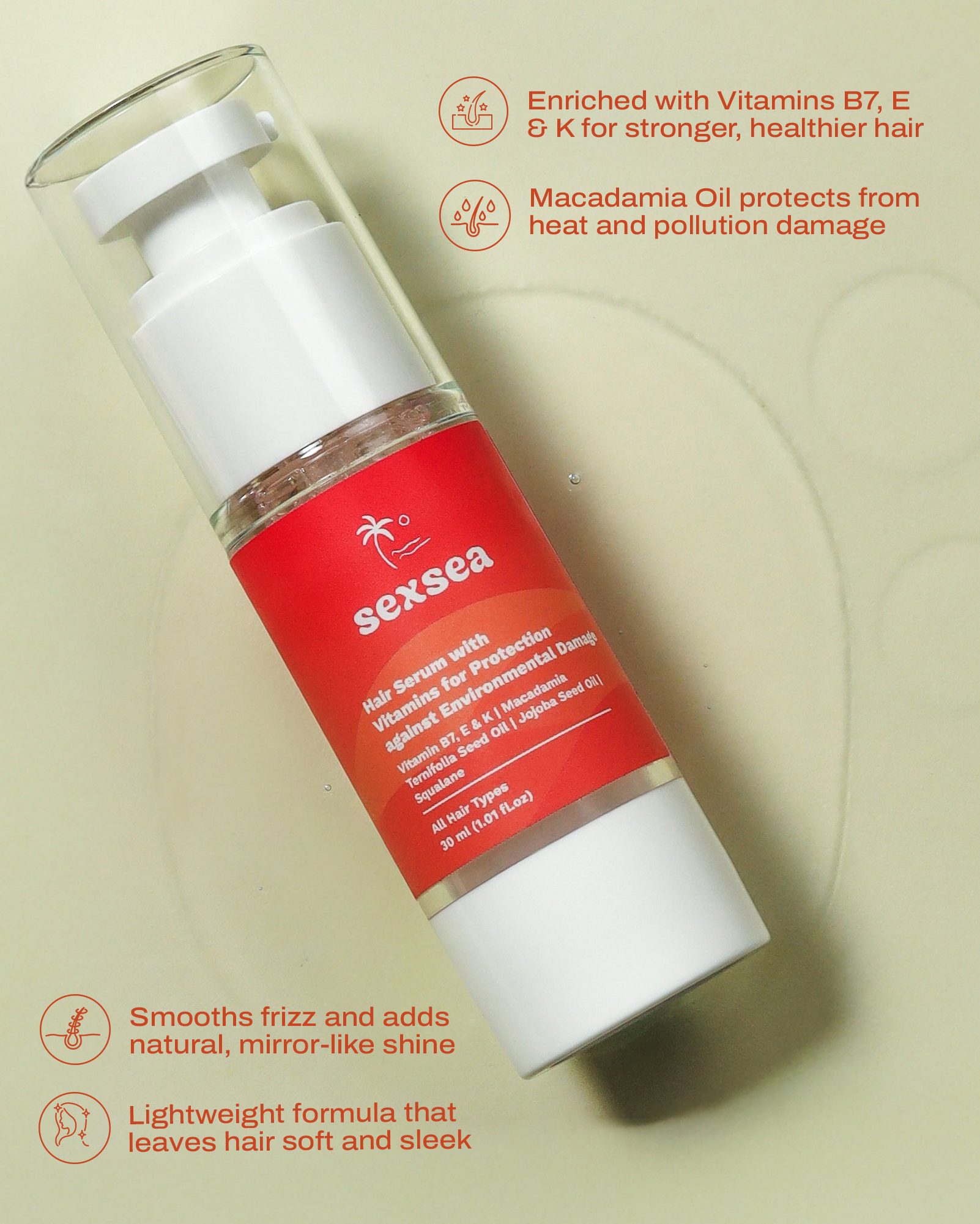 Hair Serum with Vitamins for Protection against Environmental Damage